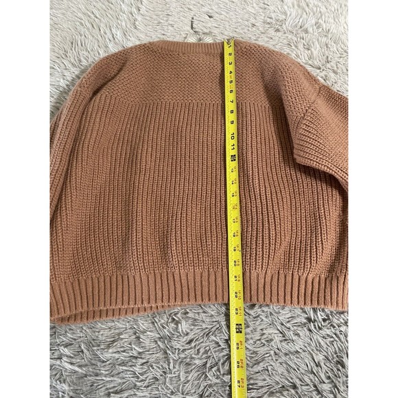 Kittenish Boho Tight Knit Sweatshirt Womens Medium Beige Pullover 1/4 Button - Picture 5 of 9